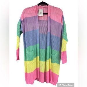 Rainbow knitted cardigan with front pockets